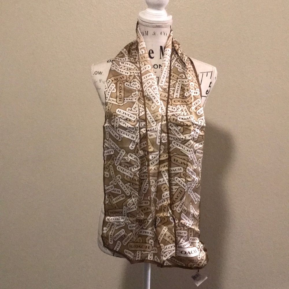 Coach 100% silk scarf COACH monogram - Picture 2 of 5